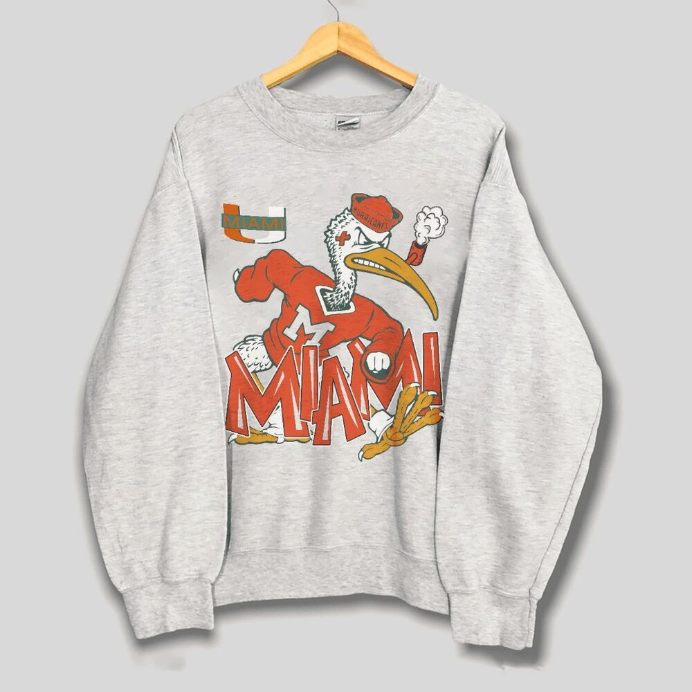 Vintage 90s Miami Hurricanes Sweatshirt, University Of Miami Hurricanes Shirt